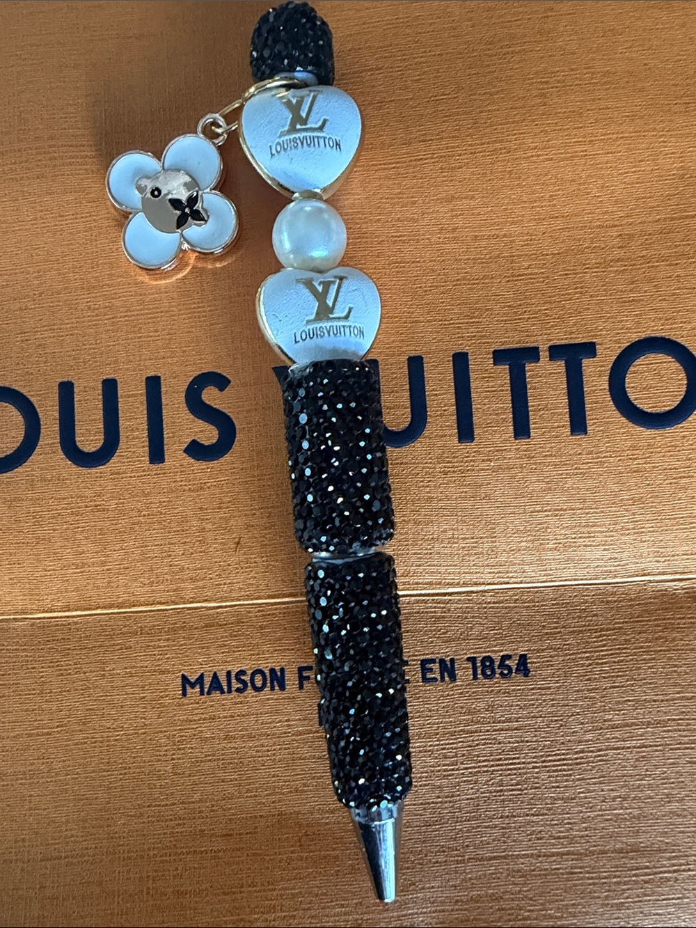 Handmade pen with girl flower charm